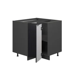 Vicco Eckunterschrank Fame-Line Anthrazit Schwarz gestreift 87 cm mit Arbeitsplatte Eiche Discount