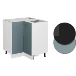 Eckunterschrank Küchenschrank R-Line Solid Weiß Blau Grau 87 cm modern ^ Vicco New