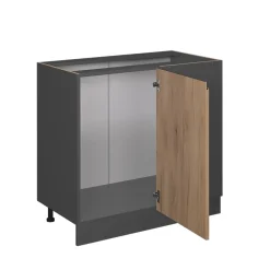 Eckunterschrank Küchenschrank Küchenmöbel R-Line J-Shape Anthrazit Eiche 86 cm modern ^ Vicco Hot