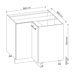 Vicco Eckunterschrank Küchenschrank Küchenmöbel Fame-Line Anthrazit Grün-Gold Landhaus 87 cm Küche Eckküche Einbauküche Doppel-Drehtür Einlegeboden Blende Küchenzeile New
