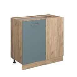 Vicco Eckunterschrank Küchenschrank R-Line Solid Eiche Blau Grau 86 cm modern Best