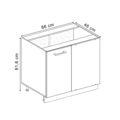 Vicco Eckunterschrank Küchenschrank R-Line Solid Eiche Blau Grau 86 cm modern Best