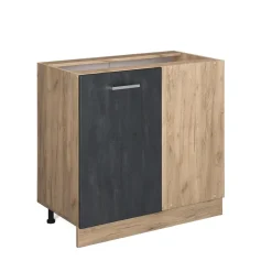 Vicco Eckunterschrank R-Line Schwarz Beton Eiche 86 cm ohne Arbeitsplatte