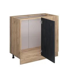 Vicco Eckunterschrank R-Line Schwarz Beton Eiche 86 cm ohne Arbeitsplatte