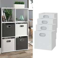4er Set Faltbox 30x30 cm weiß Faltkiste Aufbewahrungsbox Regalbox Box ^ Vicco Clearance
