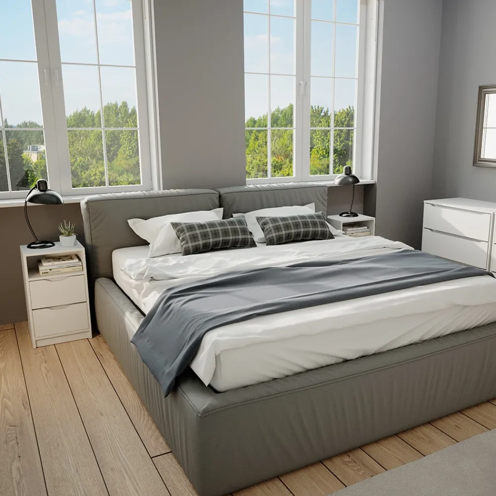 Vicco 2er Set Nachttisch Ruben weiß Nachtkommode Nachtschrank für Boxspringbett New