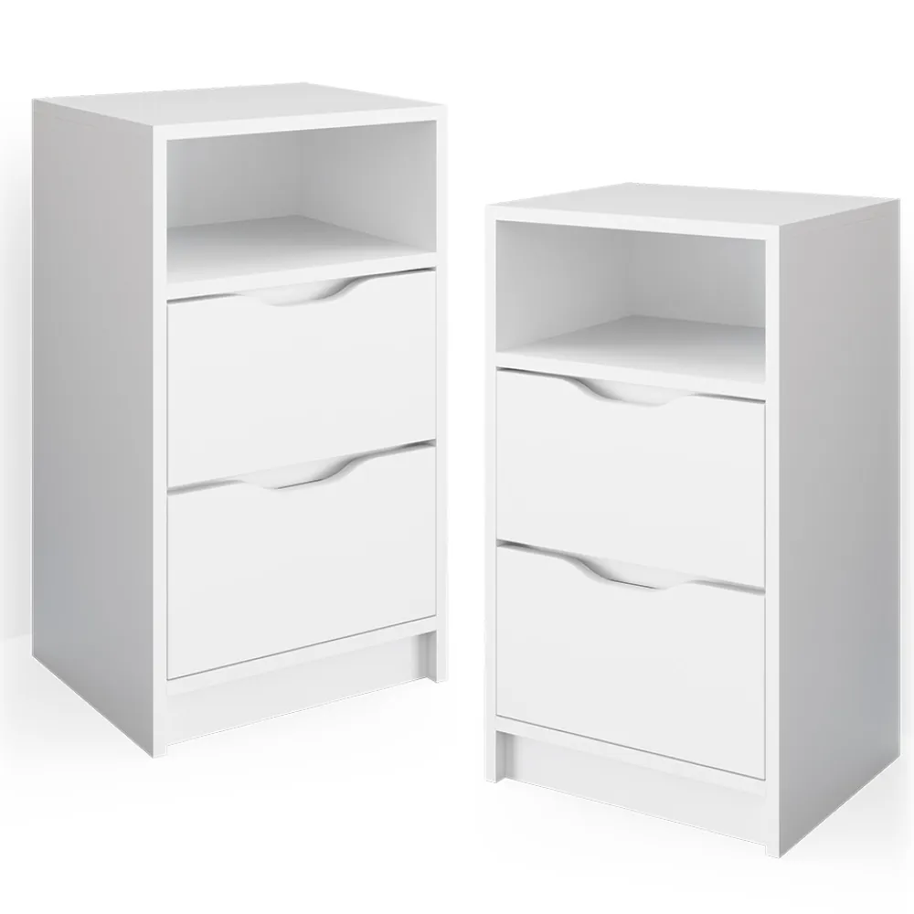 Vicco 2er Set Nachttisch Ruben weiß Nachtkommode Nachtschrank für Boxspringbett New
