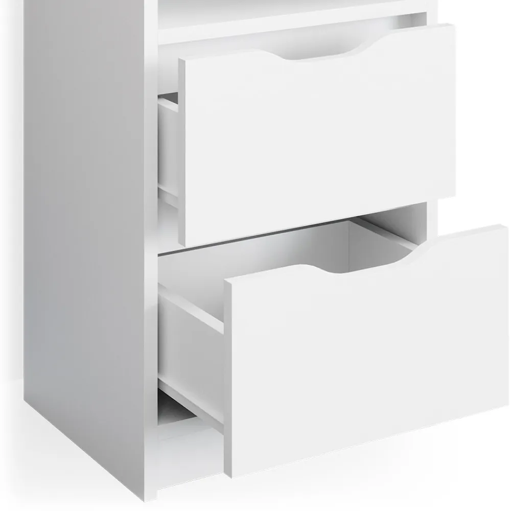 Vicco 2er Set Nachttisch Ruben weiß Nachtkommode Nachtschrank für Boxspringbett New