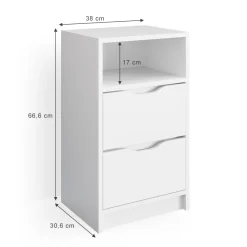 Vicco 2er Set Nachttisch Ruben weiß Nachtkommode Nachtschrank für Boxspringbett New