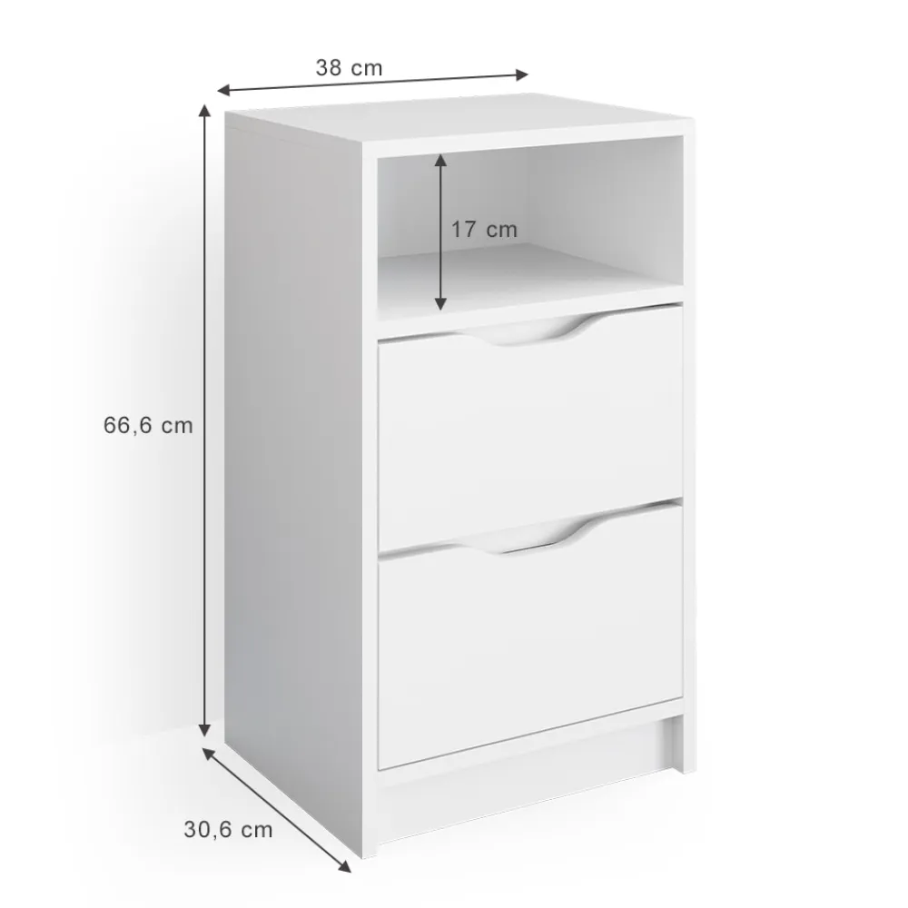 Vicco 2er Set Nachttisch Ruben weiß Nachtkommode Nachtschrank für Boxspringbett New