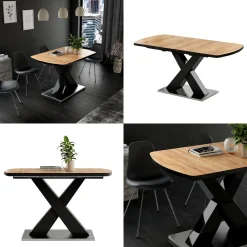 Esstisch Chinto Eiche Schwarz 120 x 80 cm ^ Vicco New