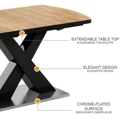 Esstisch Chinto Eiche Schwarz 120 x 80 cm ^ Vicco New