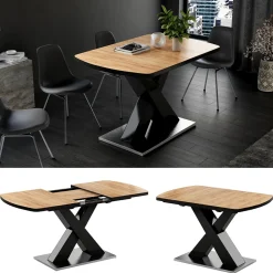 Esstisch Chinto Eiche Schwarz 120 x 80 cm ^ Vicco New