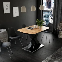 Esstisch Chinto Eiche Schwarz 120 x 80 cm ^ Vicco New