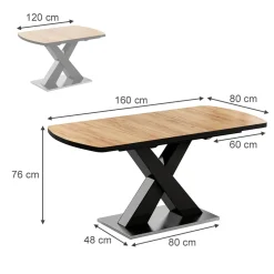 Esstisch Chinto Eiche Schwarz 120 x 80 cm ^ Vicco New