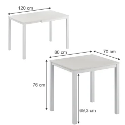 Esstisch Granny Weiß 120 x 70 cm ausziehbar ^ Vicco Discount