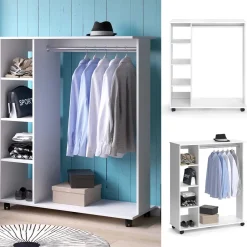 Garderobe Aufbewahrungsregal Kleiderstange Cosmo Weiß offen Ablage Fächer ^ Vicco