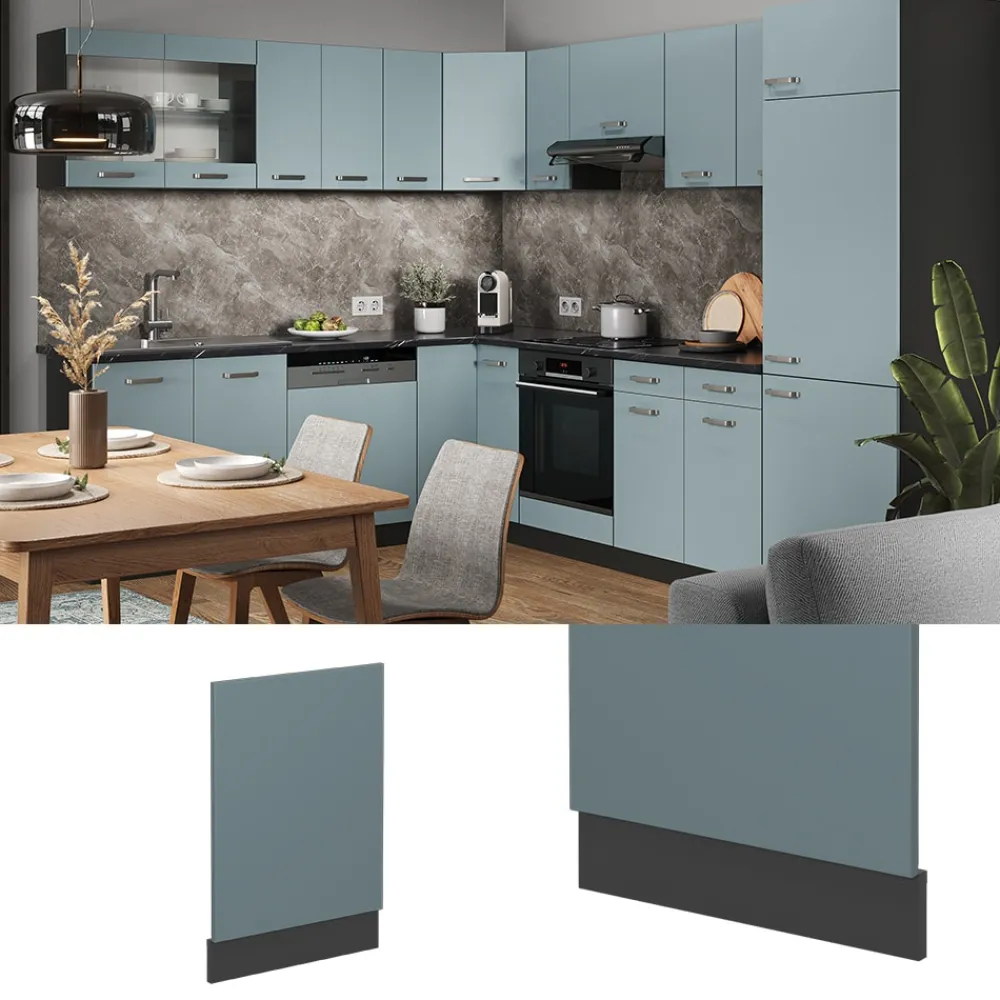 Vicco Geschirrspülerblende Küchenmöbel R-Line Solid Anthrazit Blau Grau 45 cm modern Hot