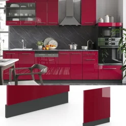 Geschirrspülerfront 60 cm Bordeaux Hochglanz Küchenschrank Blende Küchenzeile Fame-Line ^ Vicco Online