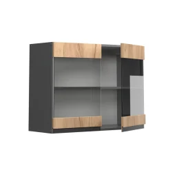 Vicco Glashängeschrank Küchenschrank Küchenmöbel R-Line J-Shape Anthrazit Eiche 80 cm modern Outlet