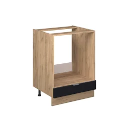 Herdumbauschrank Fame-Line Eiche Schwarz gestreift 60 cm mit Arbeitsplatte Anthrazit ^ Vicco Hot