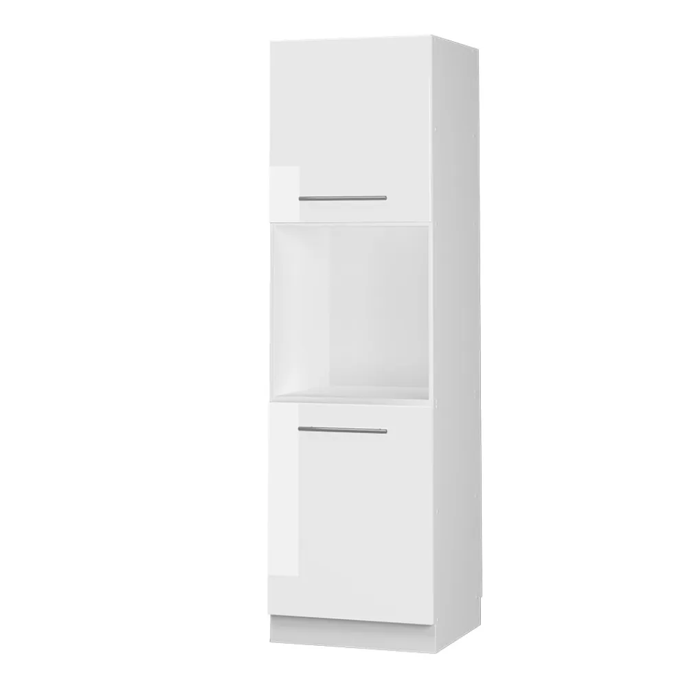 Herdumbauschrank Küchenschrank Küchenmöbel Fame-Line Weiß 60 cm modern Hochglanz Küche Einbauküche Blende Herdschrank Hochschrank Küchenzeile Drehtür Einlegeboden ^ Vicco Best