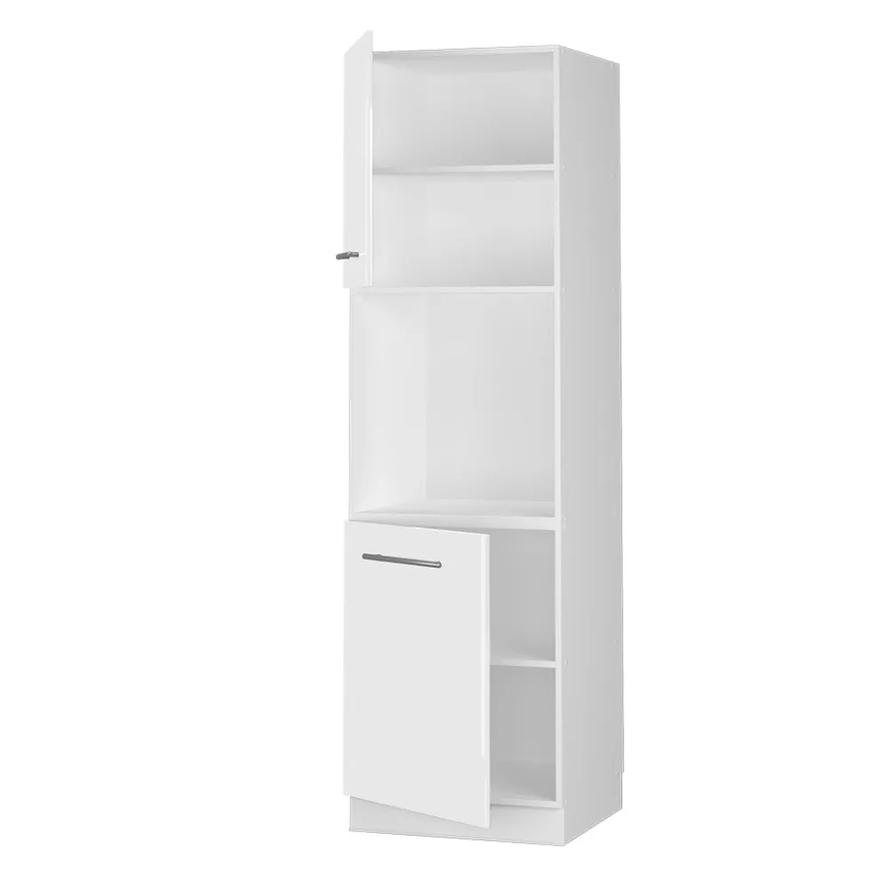 Herdumbauschrank Küchenschrank Küchenmöbel Fame-Line Weiß 60 cm modern Hochglanz Küche Einbauküche Blende Herdschrank Hochschrank Küchenzeile Drehtür Einlegeboden ^ Vicco Best