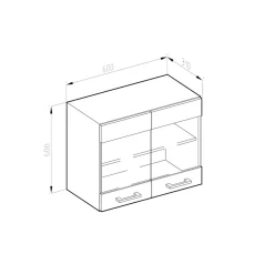Vicco Hängeglasschrank Küchenschrank Küchenzeile R-Line 60 cm Anthrazit Bordeaux Tür Fächer New