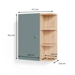 Hängeschrank Badschrank Badezimmerschrank Fynn Eiche Grün Ablagen Regal ^ Vicco Discount