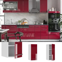 Vicco Hängeschrank 30 cm Bordeaux Hochglanz Küchenschrank Oberschrank Küchenzeile Fame-Line Hot