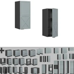 Hängeschrank Fame-Line Anthrazit Hellblau-Grau gerahmt 30 cm ^ Vicco Hot