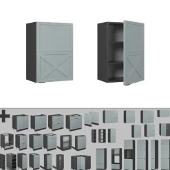 Hängeschrank Fame-Line Anthrazit Hellblau-Grau gerahmt 50 cm ^ Vicco