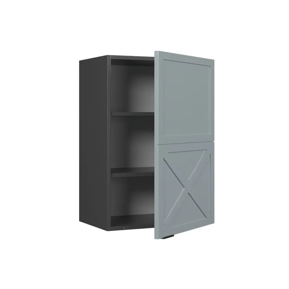 Hängeschrank Fame-Line Anthrazit Hellblau-Grau gerahmt 50 cm ^ Vicco