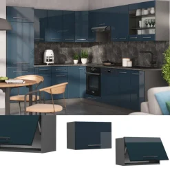 Vicco Hängeschrank Fame-Line Anthrazit Dunkelblau Hochglanz 60 cm flach Discount
