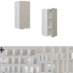 Hängeschrank Fame-Line Weiß Grau-Beige gerahmt 30 cm ^ Vicco New