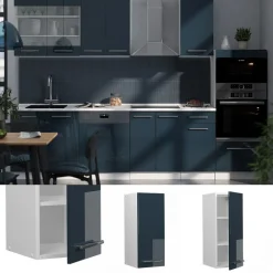 Hängeschrank Fame-Line Weiß Dunkelblau Hochglanz 30 cm ^ Vicco