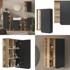 Hängeschrank Karen Sonoma Anthrazit 50 x 75 cm Tür offene Fächer ^ Vicco Clearance