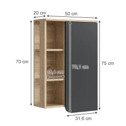 Hängeschrank Karen Sonoma Anthrazit 50 x 75 cm Tür offene Fächer ^ Vicco Clearance