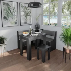 Küchenbank Sitzbank Esszimmerbank Roman Schwarz 77 cm modern Truhenbank Eckbankgruppe Esszimmergruppe Küchensitzgruppe Sitzbankgruppe Küchenmöbel Polstermöbel ^ Vicco New