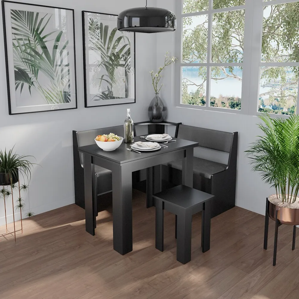 Küchenbank Sitzbank Esszimmerbank Roman Schwarz 77 cm modern Truhenbank Eckbankgruppe Esszimmergruppe Küchensitzgruppe Sitzbankgruppe Küchenmöbel Polstermöbel ^ Vicco New