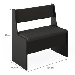 Küchenbank Sitzbank Esszimmerbank Roman Schwarz 77 cm modern Truhenbank Eckbankgruppe Esszimmergruppe Küchensitzgruppe Sitzbankgruppe Küchenmöbel Polstermöbel ^ Vicco New