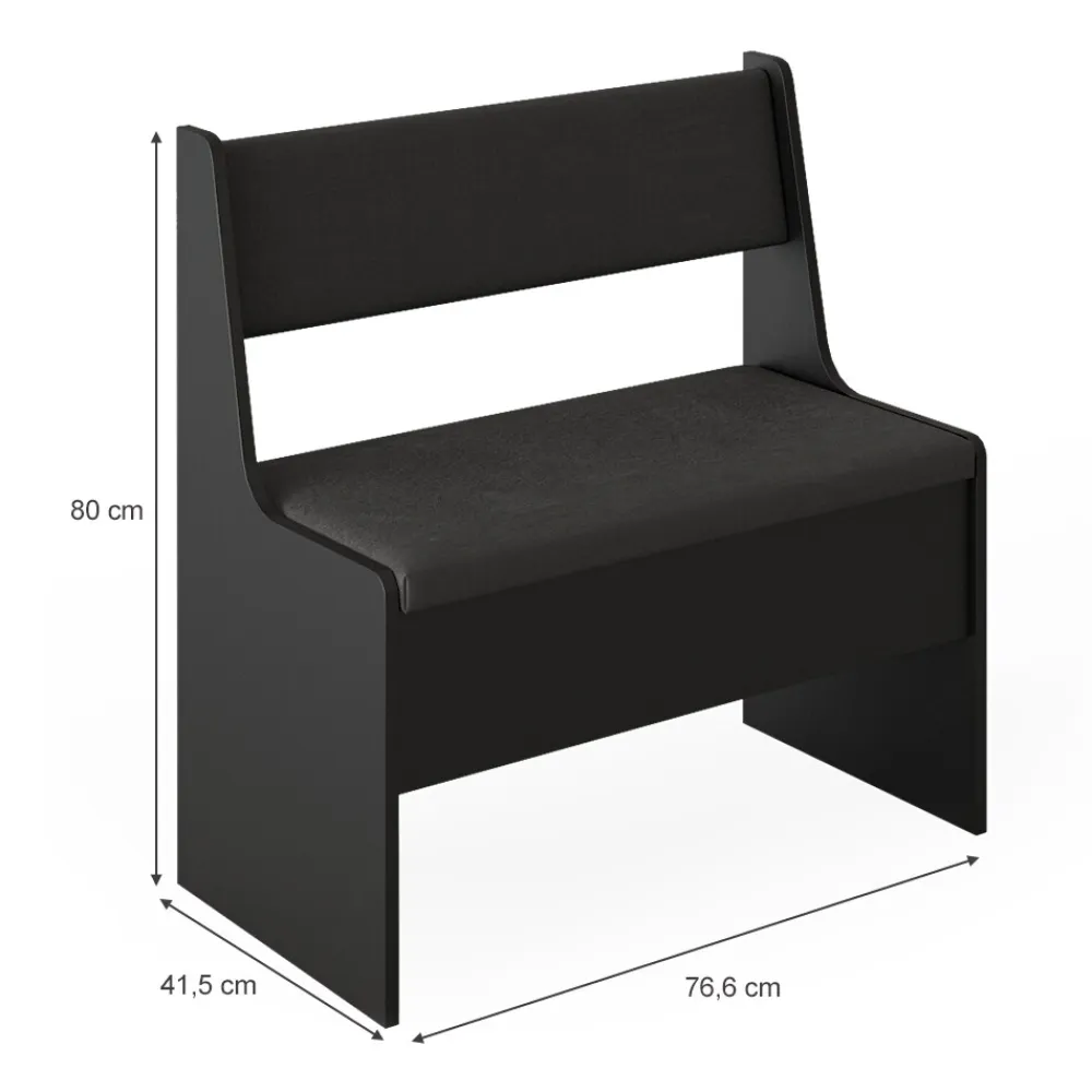 Küchenbank Sitzbank Esszimmerbank Roman Schwarz 77 cm modern Truhenbank Eckbankgruppe Esszimmergruppe Küchensitzgruppe Sitzbankgruppe Küchenmöbel Polstermöbel ^ Vicco New