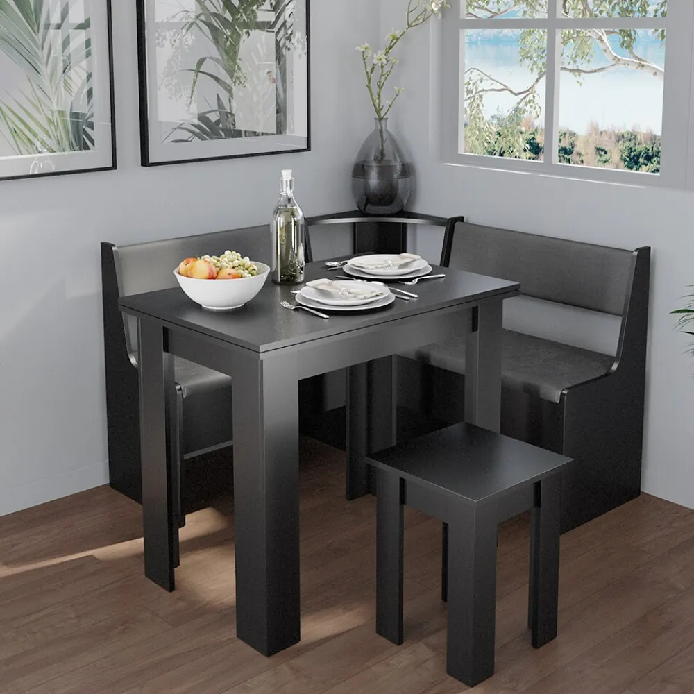 Küchenbank Sitzbank Esszimmerbank Roman Schwarz 77 cm modern Truhenbank Eckbankgruppe Esszimmergruppe Küchensitzgruppe Sitzbankgruppe Küchenmöbel Polstermöbel ^ Vicco New