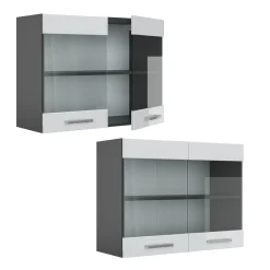 Vicco Küchenschrank Hängeschrank Hängeglasschrank 80 cm R-Line Anthrazit Outlet