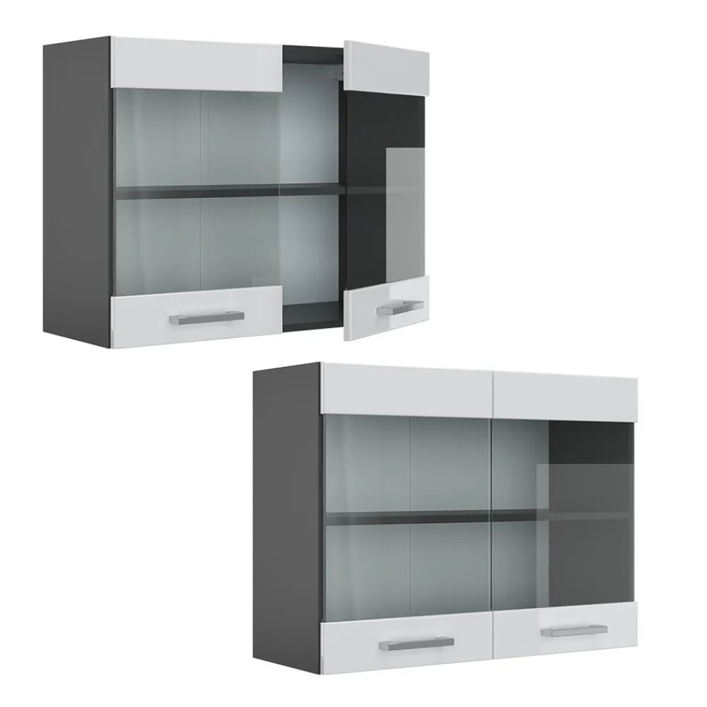Vicco Küchenschrank Hängeschrank Hängeglasschrank 80 cm R-Line Anthrazit Outlet