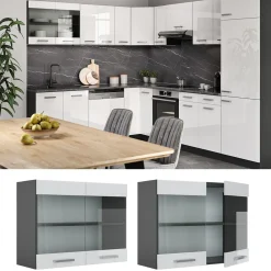 Vicco Küchenschrank Hängeschrank Hängeglasschrank 80 cm R-Line Anthrazit Outlet