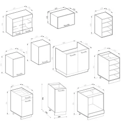 Vicco Küchenzeile Küchenblock Einbauküche R-Line 240 cm Weiß Hochglanz Küche Clearance