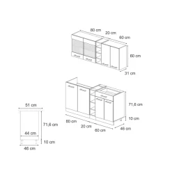 Vicco Küchenzeile R-Line Solid Weiß Blau Grau 160 cm Arbeitsplatte modern Küchenschränke Küchenmöbel Hot