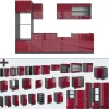KÜCHE R-LINE 300 CM KÜCHENZEILE KÜCHENBLOCK EINBAUKÜCHE ANTHRAZIT BORDEAUX HOCHGLANZ ^ Vicco