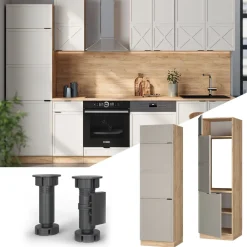 Vicco Kühlumbauschrank Fame-Line Eiche Grau-Beige gerahmt 60 cm Discount